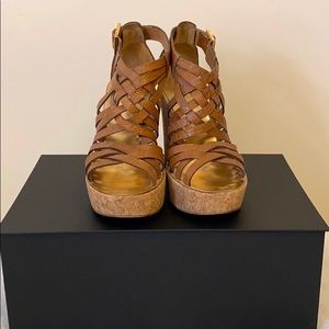 Tory Burch Annamarte Luggage brown Wedge Sandals 6